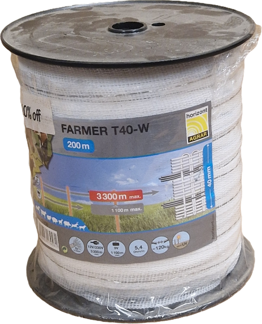 Horizont Pasture fence tape turbomax® T40 | 200 m | 40 mm 12x0.2mm