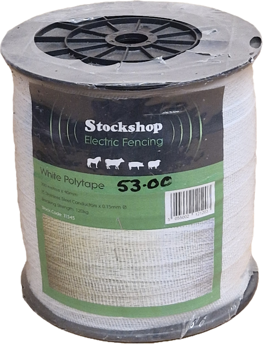 Stockshop Poly Tape White | 200 m | 40 mm 15x0.15mm