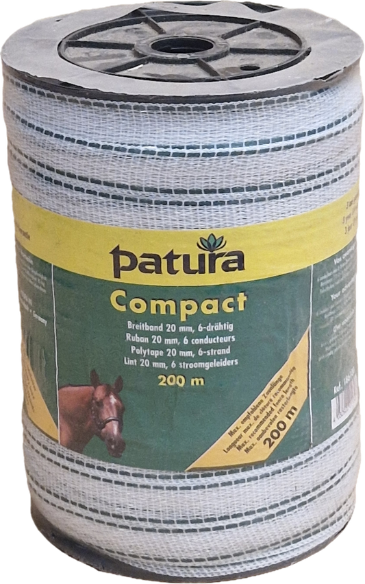 Patura Compact Polytape 20 mm, 200 m roll, white-green 6x0.16mm