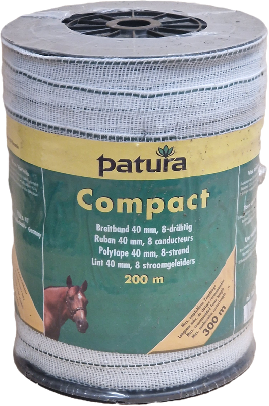 Patura Compact Polytape 40 mm, 200 m roll, white-green 8x0.16mm