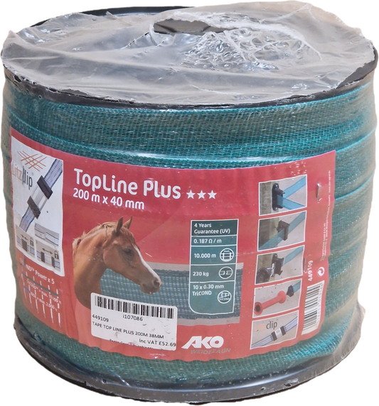 AKO Tape TopLine Plus 40 mm, 200 m roll, green | TriCond 10x0.3mm