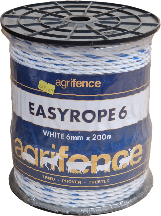 Agrifence EASYROPE 6 – 6mm White Paddock Rope 200m 6x0.2mm