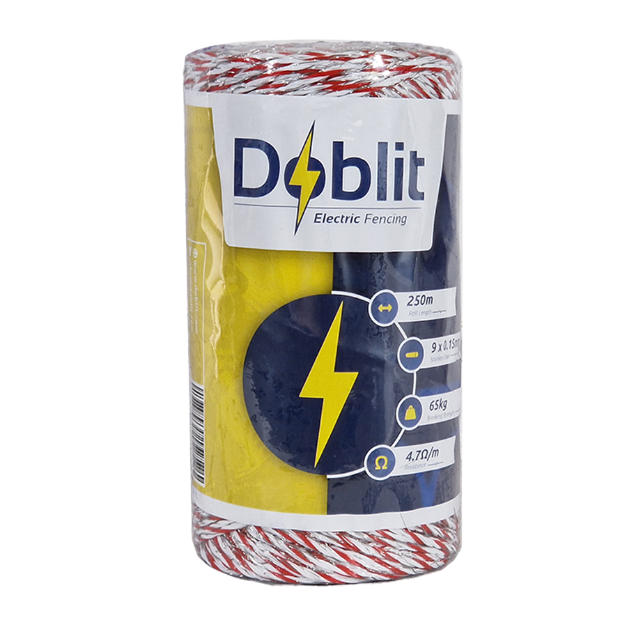 Doblit Red & White 250m 9-Strand 3mm Poly Wire Conductor