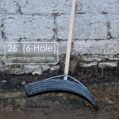 Yard Scraper Pusher Floor Squeegee Curved BZP Reinforced Rubber Blade 18-34" (Shaft not included)