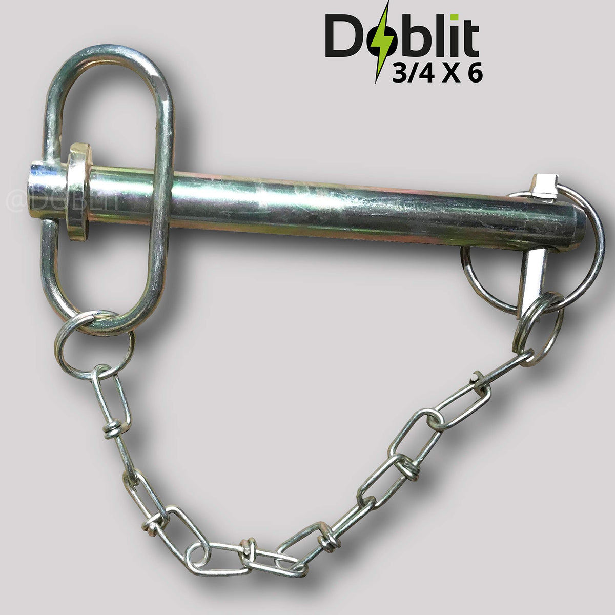Towing/Arm Pin with Linch Pin and Chain 1 1/4 Inch x 6 Inches