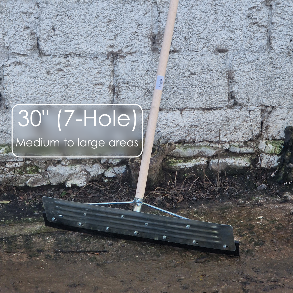 Yard Scraper Pusher Floor Squeegee Straight BZP Reinforced Rubber Blade 14-30"  (Shaft not included)