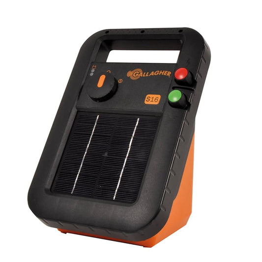 Gallagher S16 0.16J 1.5km Solar Electric Fence Energiser w/ 1.5w Panel incl. battery (6 V - 4 ah)