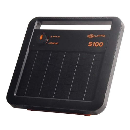 Gallagher S100 1J 10km Solar Electric Fence Energiser w/ 7w Panel incl. battery (12 V - 7,2 Ah)