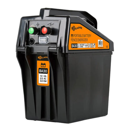 Gallagher Gallagher BA30 battery fence energiser (9V/12V) + Free Battery 55Ah
