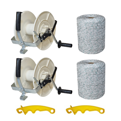 Doblit Geared Reel & Wire Twin Bundle | 3:1 Geared Large Reel, 2x500m Heavy Duty Poly Wire & InsulGrip Handle (Copy)