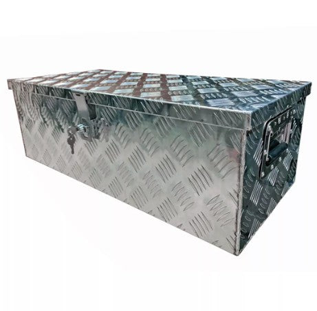 Toolbox Aluminum Checker Plate (760*330*240mm) with 2 Keys, Dual Handle, Top Opening