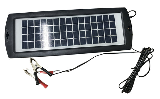 3W Solar Trickle Charger for 12v Batteries. Weather Resistant, LED Indicator, 2.5m Lead with Clips