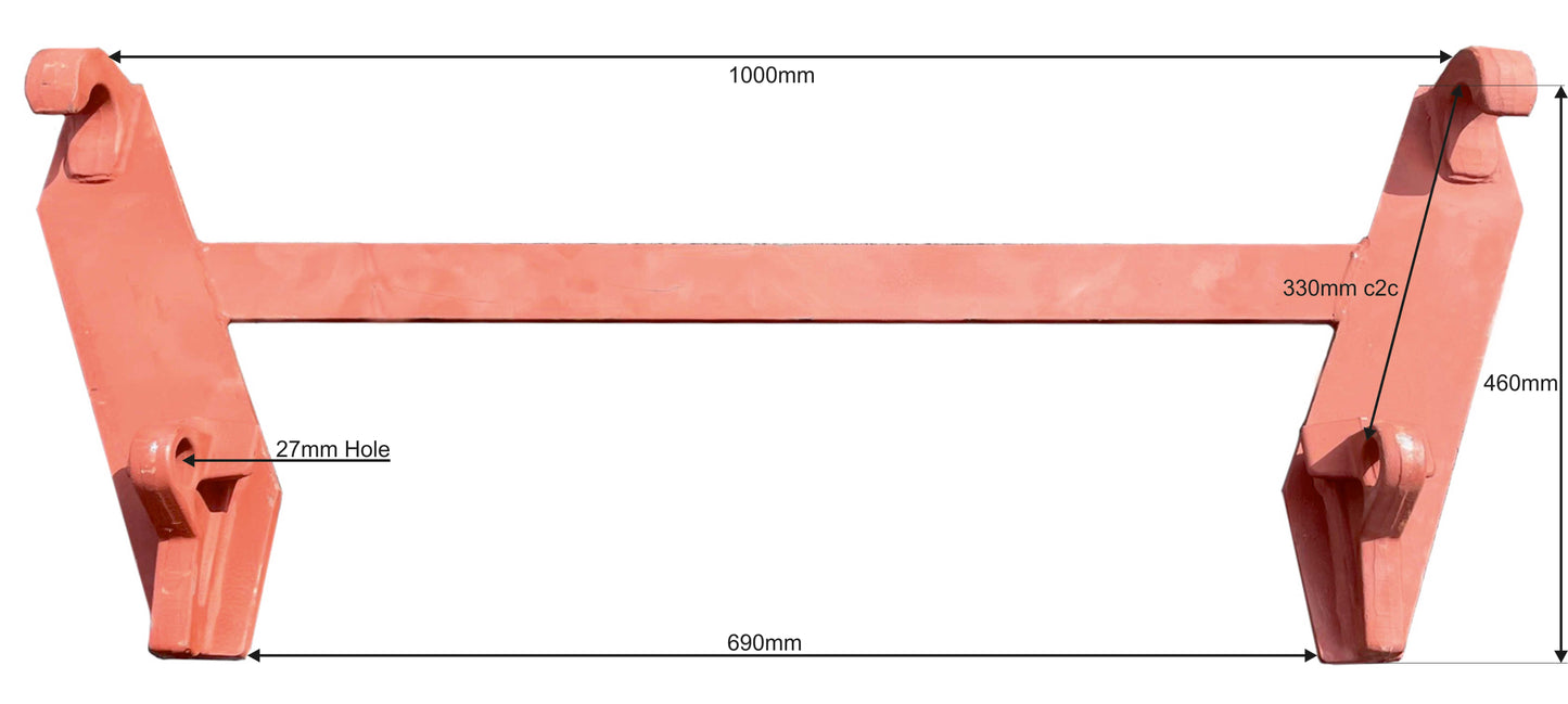 Heavy-Duty Loader Bracket Euro 8 – Quickie Style, 460mm, Red-Oxide Finish