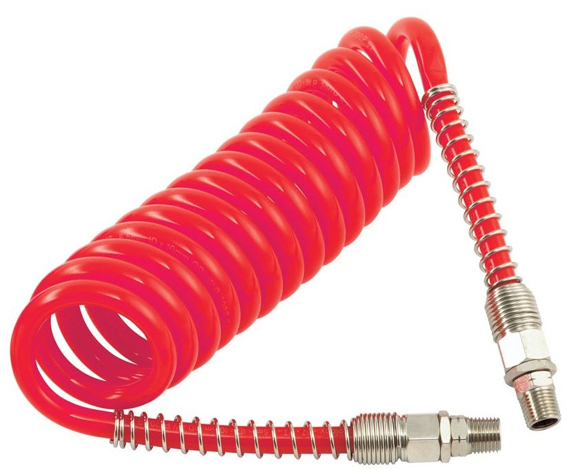 Polyurethane Coiled Compressor Air Hose 7.5m with 360 Deg R 1/4 Swivel Fitting