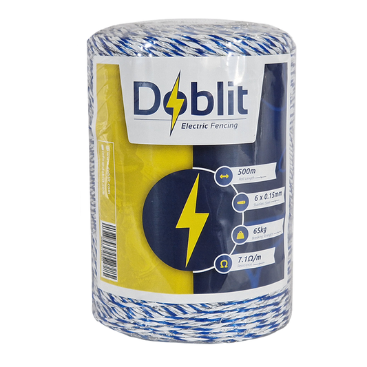 Doblit Blue & White 500m 6-Strand 3mm Poly Wire Conductor