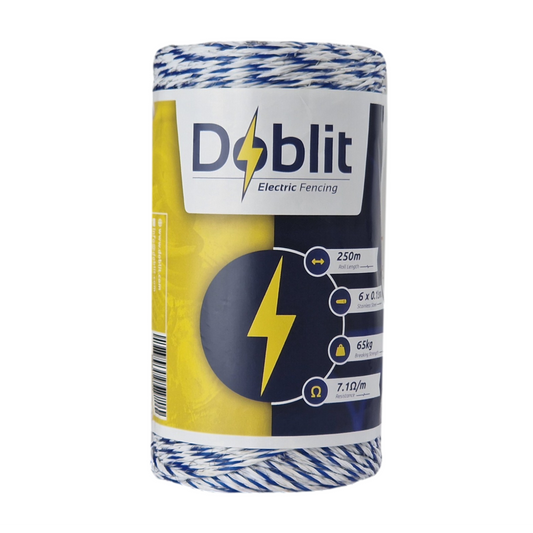 Doblit Blue & White 250m 6-Strand 3mm Poly Wire Conductor