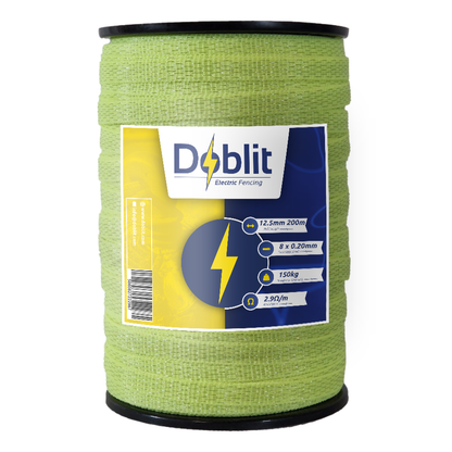 Doblit 12.5mm HEAVY DUTY Poly Tape Florescent Yellow 200m Roll