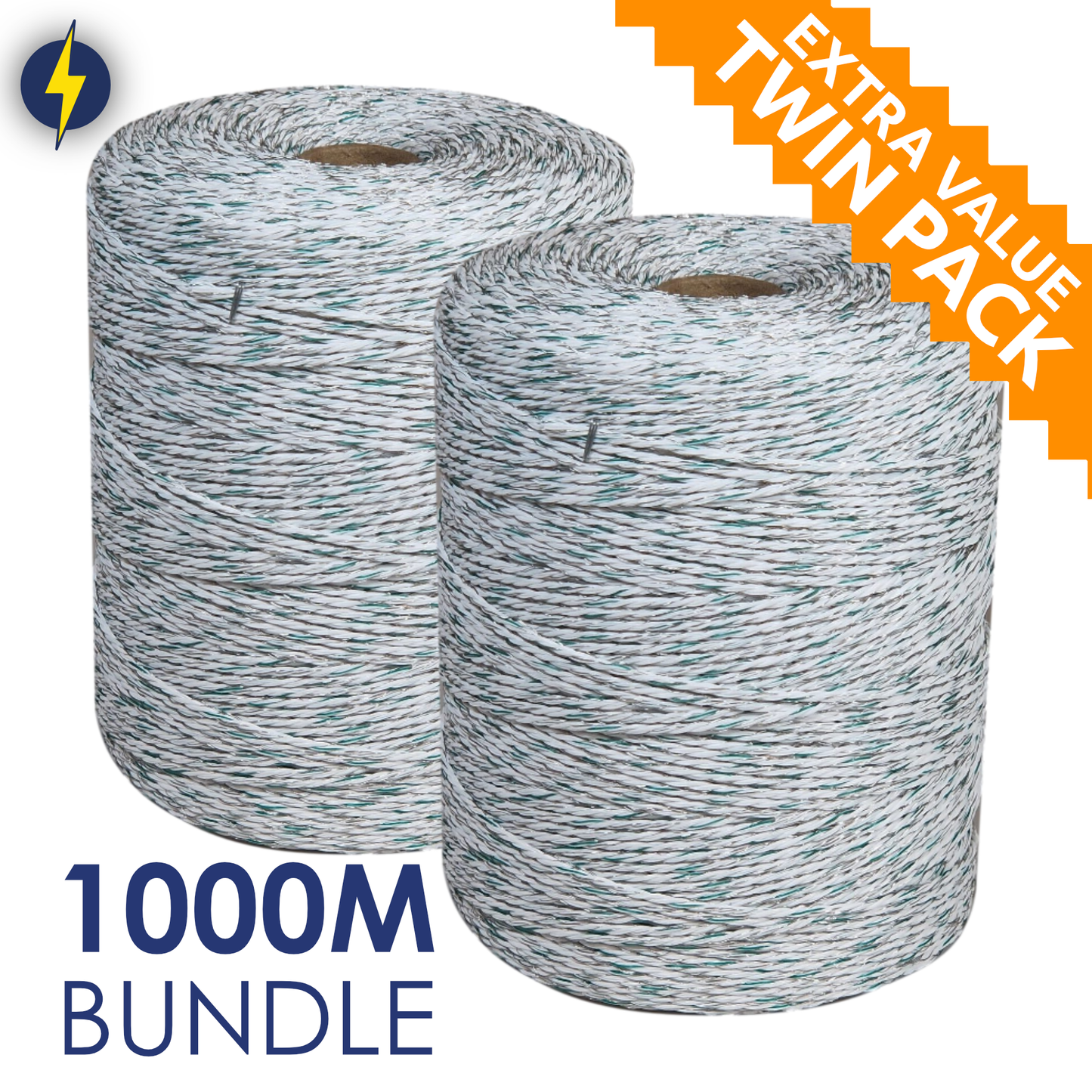 Doblit Green & White Heavy Duty 6-Strand Poly Wire Conductor 500m Twin Pack (1000m)