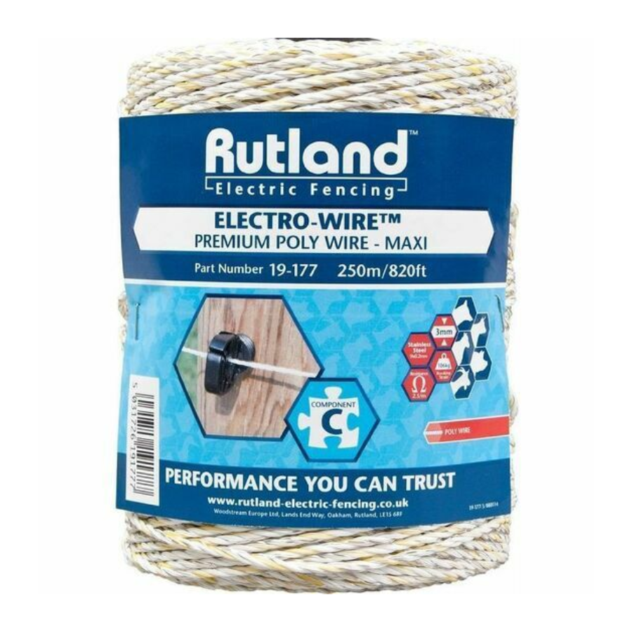 Rutland Electro Maxi Wire Electric Fence Wire 250m White