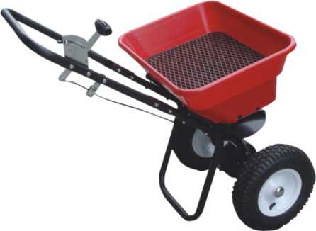 Efficient 80lb Fertilizer Spreader - 10-12ft Spread Range, 1-Year Warranty