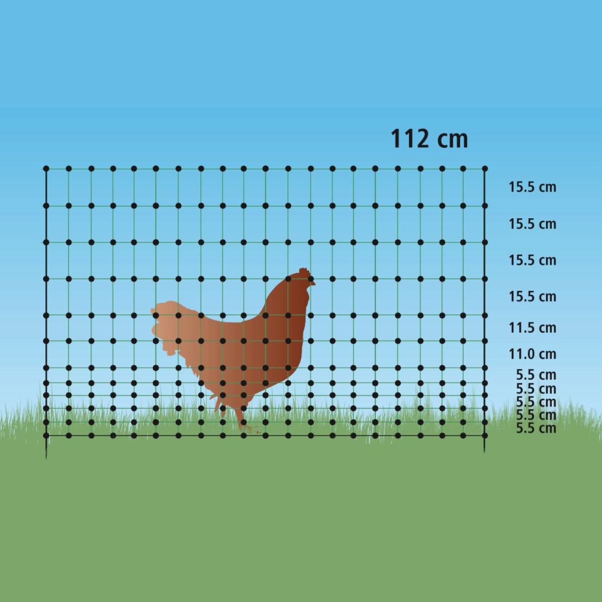 Doblit Poultry Netting Double Pegged 112cm, 50m Green