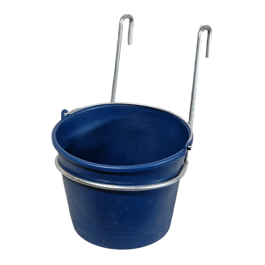 5L Single Bucket Feeder Hanging Trough Hoof Proof Galvanised Ring Sheep Lambing Calves