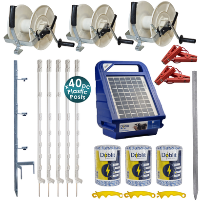 Doblit Quick Fence & Solar Energiser Kit inc. 40x Plastic Posts