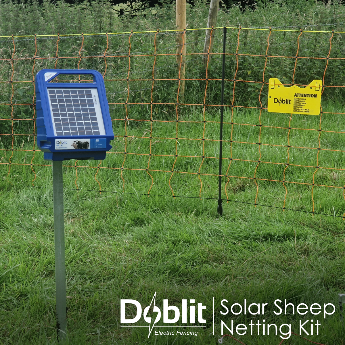 Sheep Netting Solar Electric Fence Kit –  Poly Net with Posts, Solar Energiser for Sheep, Goats & Farm Animals