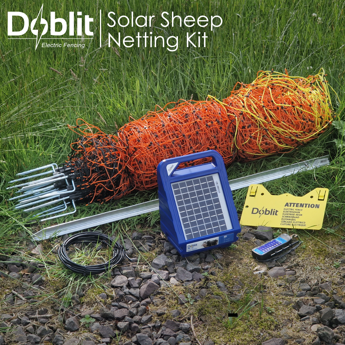 Sheep Netting Solar Electric Fence Kit –  Poly Net with Posts, Solar Energiser for Sheep, Goats & Farm Animals
