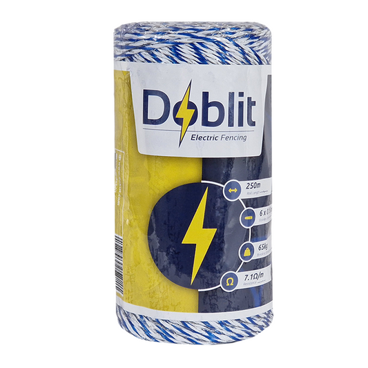 Doblit Blue & White 250m 6-Strand 3mm Poly Wire Conductor