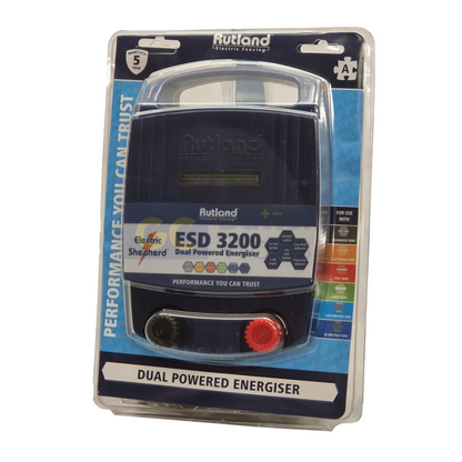 Rutland ESD3200 Electric Fence Energiser 3.2J 32km Fencing 12V + 230V Fencer