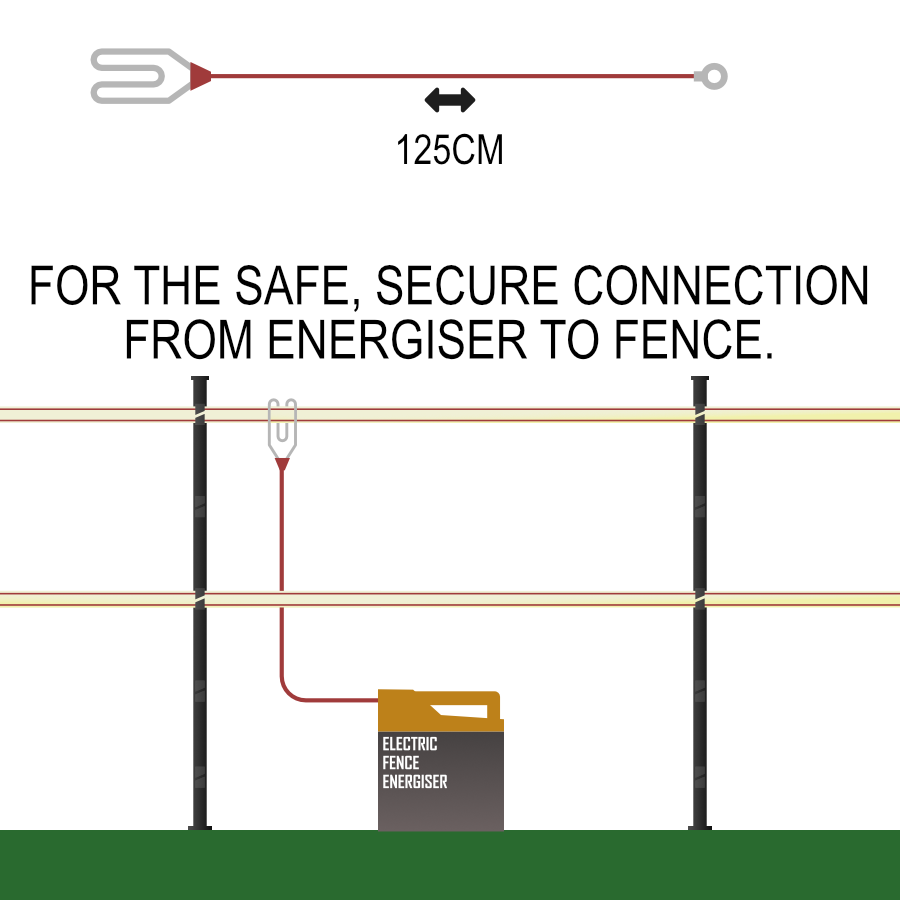 Doblit "Heart" Lead Replacement Live Electric Fence Connection 125cm Red