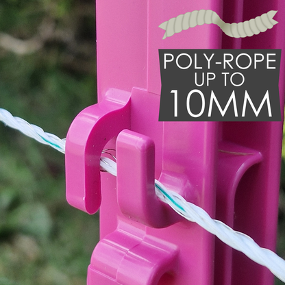 Doblit 156cm Poly Posts Heavy Duty Plastic Stake with 14 Insulators & Double Sided Step (Pink)