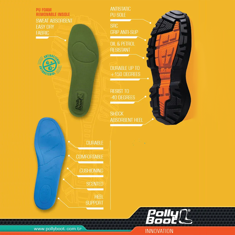 PollyBoot Ranger Full Safety Premium S5 Wellington Boot with Thermal Lining