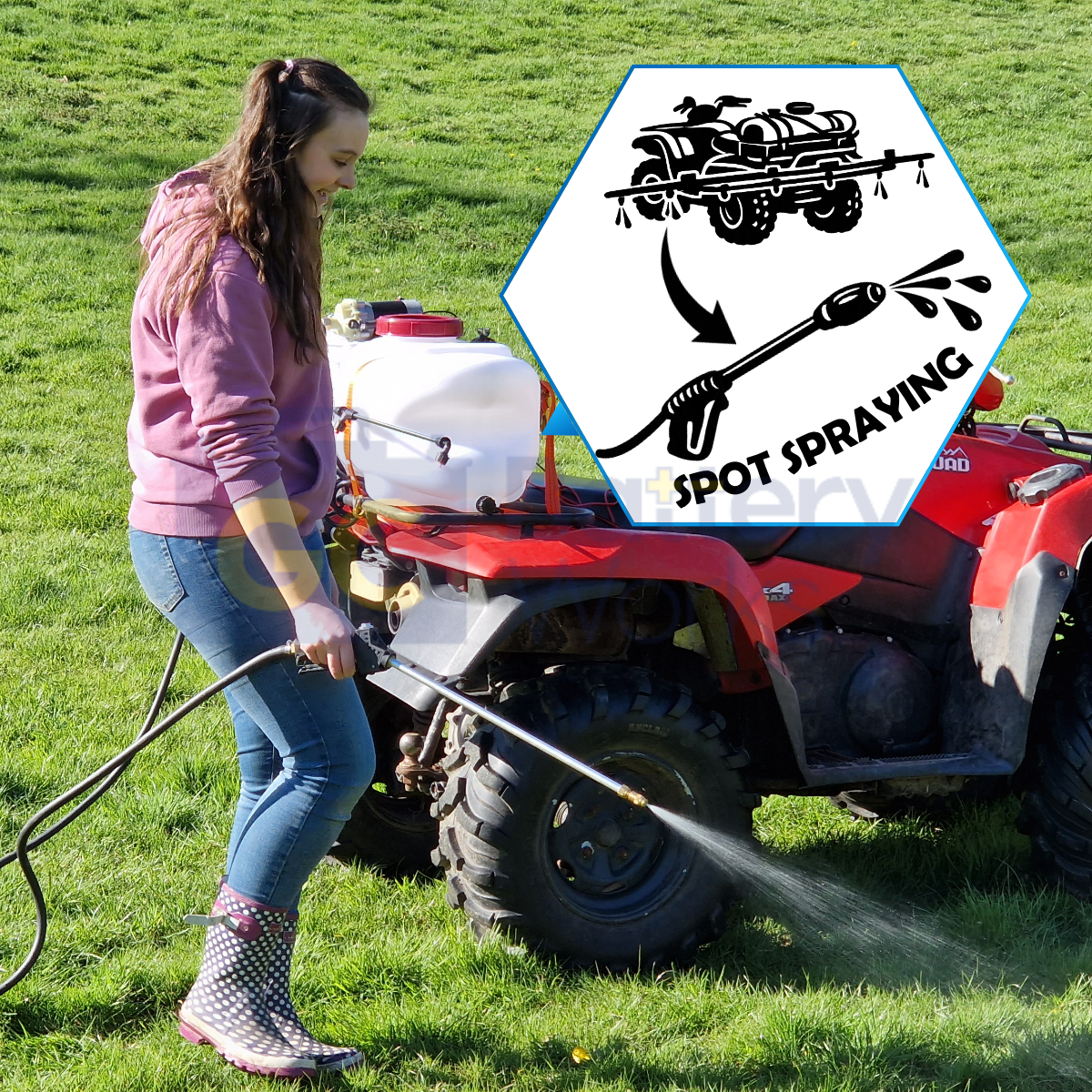 ATV Sprayer 100L w/ 12v Pump, 1.6m Boom & 5m Hand Lance