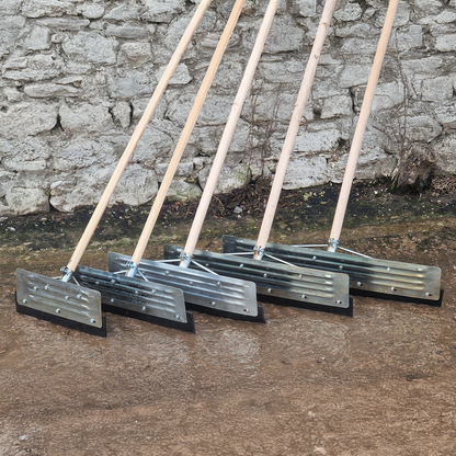 Yard Scraper Pusher Floor Squeegee Straight BZP Reinforced Rubber Blade 14-30"  (Shaft not included)