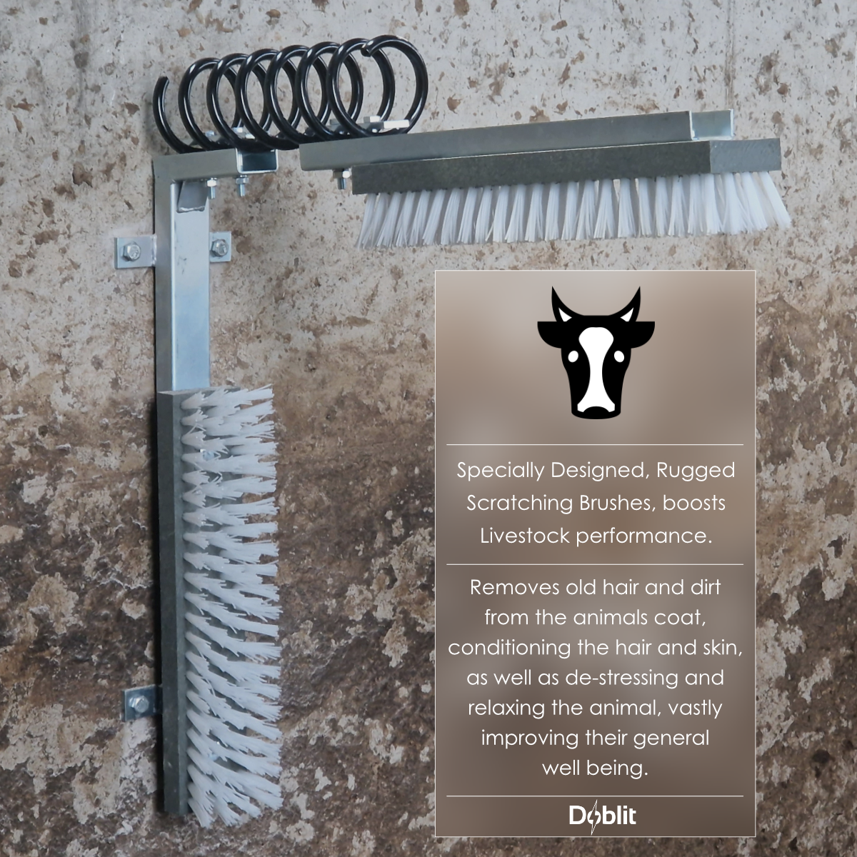 Cow Brush Cattle Scratching and Grooming Robust and Flexible Double Wall Brush