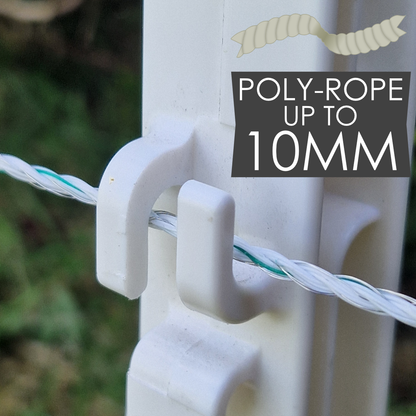 Doblit 156cm Poly Posts Heavy Duty Plastic Stake with 14 Insulators & Double Sided Step (White)