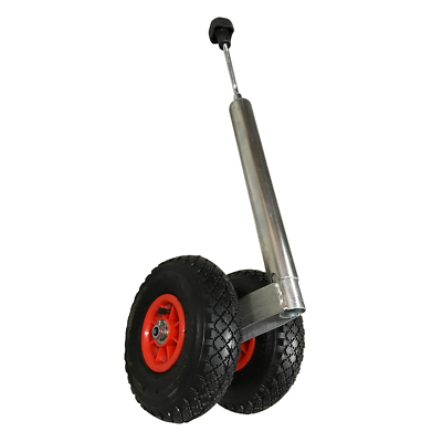 Trailer Jockey Wheel Stand Telescopic Pneumatic Twin Tyre 48mm Tube MAX 200KG