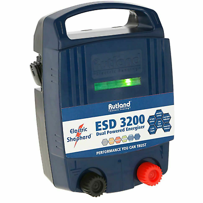 Rutland ESD3200 Electric Fence Energiser 3.2J 32km Fencing 12V + 230V Fencer