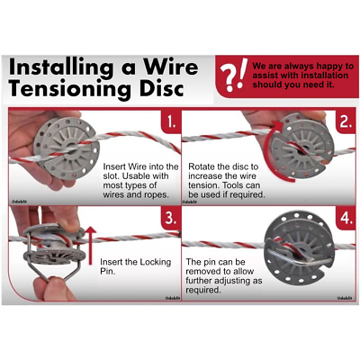 Electric Fence Roto Strainer Wire Tensioner Aluminium Disc Line Strainer x4