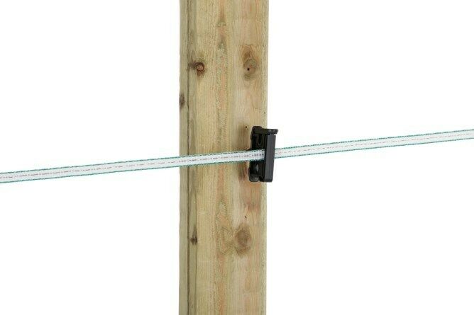 Tape Insulator Electric Fence Screw In Wood Post Locking Clip Up to 40mm Tape