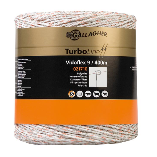 Electric Fence Wire Gallagher Turbo Wire | 40X Conductivity | VidoFlex 9+ 400m