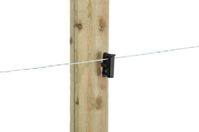 Tape Insulator Electric Fence Screw In Wood Post Locking Clip Up to 40mm Tape