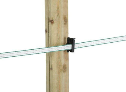 Tape Insulator Electric Fence Screw In Wood Post Locking Clip Up to 40mm Tape