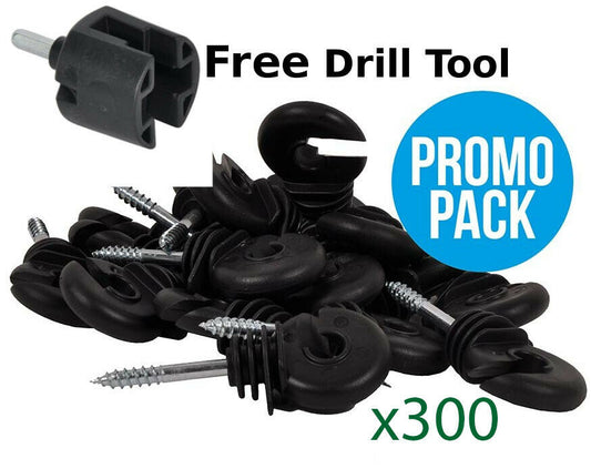 PromoPack Doblit Ring Insulators (Qty 300) & Tool Electric Fence Screw In Type