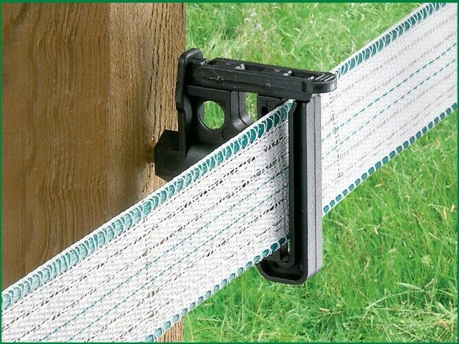 Tape Insulator Electric Fence Screw In Wood Post Locking Clip Up to 40mm Tape