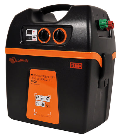 Gallagher B100 12v Energiser Portable Electric Fence 0.8J 10km Smart Features 7 YEAR WARRANTY